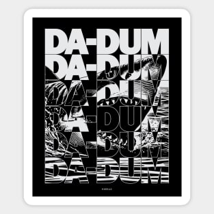 Jaws Theme Da-Dum Typographic (White) Magnet